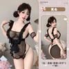 Puro Deseo Encaje de Lunares Lazo Uniforme de Sirvienta Lencería Sexy Conjunto Sexy Sin Quitarse Pijamas para Mujeres Encaje de Lunares