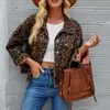 Europa y Estados Unidos transfronterizo AliExpress 2024 nuevo primavera y otoño Abrigo de mezclilla estampado de leopardo manga larga corto holgado casual