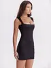 Estilo Socialite Francês Vestido Preto Pequeno Halterneck de Alta Qualidade Sexy Gola de Ombro a Ombro Cintura Fina Sem Costas Vestido Curto para Mulheres