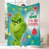 Manta navideña de franela con estampado digital transfronterizo, manta del monstruo verde Grinch, una pieza dropshipping animación de dibujos animados