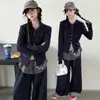 Conjunto de otoño para niña: Nuevo conjunto elegante y moderno de cárdigan y pantalón de pierna ancha para niñas mayores, de dos piezas, para 2026