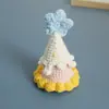 Chapéu Colorido Doce de Princesa Pequeno Adorno de Cabeça, Chapéu de Crochê de Lã Grampo de Cabelo, Adorno de Cabeça Feito à Mão Produto Acabado