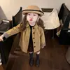 Gabardina para Niñas Ropa de Abrigo 2026 Otoño Nuevo Estilo Niña Solapa Retro Casual Salida Superior Bebé Estilo Coreano Abrigo