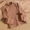 Camiseta Básica de Veludo Outono e Inverno para Crianças Meninos e Meninas com Forro de Lã Gola Meia-alta Roupas de Outono Roupa Íntima de Manga Longa para Crianças Grandes Top Quente