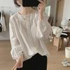 2026 Holgado Estilo Retro Coreano Comercio Exterior Nuevo Camisa de Burbujas Linterna Cuello Redondo Top Camisa de Manga Larga Diseño Simple