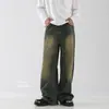 Calça Jeans Vintage Lavada para Homens, Calça de Inverno Americana High Street de Caimento Solto e Comprimento até o Chão, Calça Versátil na Moda