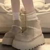 Botas de Solado Grosso para Mulheres, Look Retro Emagrecedor e Alargador, Botas Curtas de Outono, Branco Novo Outono e Inverno Estilo Birkenstock para Neve