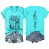Camiseta de manga corta con cuello en V para mujer, moderna y elegante, Midnight Margaritas Amazon eBay estación independiente