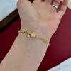Pulsera Cuadrada de Diamantes Dorados Antiguos Estilo Xiaohongshu, Nueva Joyería de Pulsera de Cadena Gruesa DIY Chinoiserie de Gama Alta