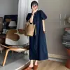 Vestido de Mezclilla Lavada Casual Retro Francés para Mujer en Verano, Vestido Adelgazante y Elegante para Figura de Pera