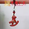 Llavero Caballo Mecedora de Sándalo Yiming Xianyuan Madera Arcoíris Creativa Año del Caballo del Zodiaco Colgante para Cadena de Teléfono Encanto para Bolso