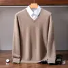 Suéter de cachemira con cuello en V para hombre, nuevo suéter de punto base de manga larga para otoño e invierno para hombre, suéter de cachemira, disponible para venta al por mayor