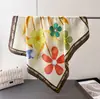 Cachecol de Seda Imitada com Estampa Floral Colorida, Xale de Alta Qualidade, Cachecol de Pescoço Versátil, Lenço de Cabeça, Cachecol para Mulheres