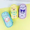 Ins Linda Estuche de Lápices Estampado con Doble Cremallera Dibujos Animados Gran Capacidad PU Estuche de Lápices para Estudiantes Bolsa de Almacenamiento de Cosméticos para Niña