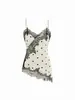 Estilo Francés Puro Deseo Camisola de Encaje Satén Cuello en V Diseño de Encaje de Pestañas Sentido de Diseño Ropa Interior Ropa Exterior Top Sexy