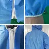 Ropa de Protección de Trabajo Desechable de Tejido No Tejido de Dos Piezas Sms Azul y Blanco Cremallera Engrosada Transpirable Ropa Protectora Dividida