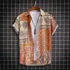 Camisa masculina casual de manga curta estilo Paisley, sem posicionamento