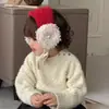 Atmósfera Navideña~Ins Coreano Otoño e Invierno Cálido Rojo Festivo Año Nuevo Orejeras Niños Cordones Protección Auditiva Bufanda para el Cuello Tendencia