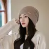 Gorro de Punto de Piel de Conejo con Protección para las Orejas, Cálido Gorro de Lana para Mujer, Nuevo Turbante de Otoño e Invierno, Gorro Esponjoso y Versátil para el Invierno