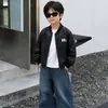 Chaqueta de Motociclista para Niños de Primavera y Otoño, Abrigo Bordado Elegante Estilo Coreano para Niños, Ropa de Moda Extranjera para Niños Pequeños