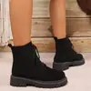 Botas Martin unisex versátiles de tacón grueso de color liso, talla grande, estilo europeo y americano, nuevas para otoño/invierno, botines con cordones de gamuza para mujer