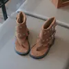 Sandalias romanas de caña alta estilo británico retro para niñas con hebilla de cinturón, nuevas chanclas de dedo para el verano 2026, elegantes