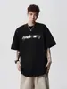 Camiseta de Manga Corta Estilo Americano de Peso Pesado con Estampado de Letras para Hombre, Marca Nueva de Tendencia Verano 2025, Camiseta Casual Holgada de Media Manga