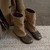 Recomendación de blogger~Botas apiladas de estilo coreano con retazos desgastados, pliegues y lazo, hasta la pantorrilla, botines de ballet slip-on retro suaves