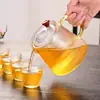 Tetera de Vidrio de Borosilicato Alto Tetera Doméstica para Separación de Té y Agua Fabricante Venta al por Mayor Tetera de Vidrio Rayado Japonés