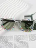Nuevas Gafas de Sol Cuadradas de Perlas Transfronterizas para Hombres y Mujeres Distintivas Hechas a Mano con Perlas Letras Inglesas Gafas de Sol para Fiesta