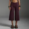 Pantalones Anchos Cortos de Tiro Alto Levanta Glúteos Casual Versátil para Yoga Correr Deportes Fitness Pierna Recta para Mujer