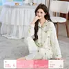 Pijama Sencillo de Algodón de Doble Gasa Japonés para Mujer, Primavera, Otoño, Verano, Delgado de Manga Larga, Se Puede Usar Afuera, Ropa de Casa