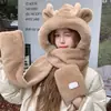 Sombrero para Mujer 2026 Invierno Nuevo Estilo Orejas de Conejo Lindas Bufanda y Guantes de Felpa Todo en Uno Caliente Protección para Orejas Calentador de Cuello
