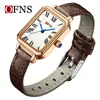 Reloj de Plato Cuadrado Pequeño Retro Ofns Elegante Estudiante Nicho Reloj con Correa de Gama Alta Reloj de Cuarzo Casual para Mujer