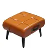 Taburete Pequeño con Cuero Aceitado y Encerado, Taburete Acojinado Suave para Entrada de Casa, Taburete para Cambiar Zapatos, Reposapiés Minimalista de Lujo Ligero para Sala de Estar, Taburete para Cambiar Zapatos