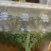 Mantel floral bordado de comercio exterior transfronterizo con ribete de encaje, funda de tela multifuncional personalizable para mesas de comedor y mesas de centro