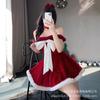 Nuevo uniforme navideño de niña de Yi Meng Yao, vestido sin tirantes de terciopelo dorado con lazo y atmósfera estrellada, vestido de guerra navideño