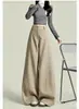 Calça de terno feminina estilo americano, novo modelo outono 2026, cintura alta, afina a silhueta, perna reta, perna larga, calça casual versátil, com caimento, moderna