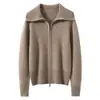 Suéter de punto suave y amigable con la piel con solapas color liso cárdigan de cachemira para mujer nuevo 2026 Otoño/Invierno abrigo suéter color liso grueso