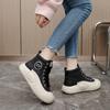 [Personalizado] Xfl25 Autum Sapatos Femininos Estilo Coreano Cano Alto Respirável Estudante Cano Alto Sola Grossa Sapatos de Aumento de Altura Casual e Versátil