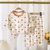 Nuevo Conjunto de Pijama de Lyocell para Niños Verano Delgado Manga Tres Cuartos Ropa de Casa Niños y Niñas Ropa para Aire Acondicionado Pijama