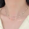 Estilo Hyun Ya Cristal de Color Lujo Ligero Nicho Mori Inmortal Elegante Collar Ins Francés Apilado Diseño de Sentido Cadena para Clavícula