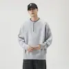 Suéter retrô pesado estilo americano para homens, nova coleção de inverno 2026, caimento solto e relaxado, suéter de tricô com gola Henley, peça de outer wear para outono e inverno