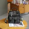 Bolsa Transversal de Ombro Casual Mochila Nova Estilo Verão Couro de Ovelha Preto Original Feita à Mão College Retrô Simples Transfronteiriça
