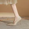 Jin Gang M8083 Zapatos de Boda Zapatos de Boda Boca Baja Tacones Altos Mujer 2024 Nuevos Zapatos de Tacón de Aguja Puntiagudos Mujer