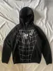 Sudadera con capucha y cremallera estilo Y2K oscuro transfronteriza con estampado de telaraña, top holgado para pareja, suministro