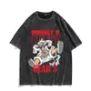 Camiseta Vintage Lavada con Estampado de Anime Nika Forma Gear 5 Luffy, Manga Corta de Algodón