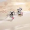 Nuevos y Lindos Pendientes de Hueso de Oreja de Gato Kt Ángel Hensen Dulces Kawaii Pendientes de Hueso de Oreja Rosados Perforación de Nicho Pendientes