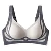 Roupa íntima feminina de peça única com cor contrastante, levanta-seios, não marca, para seios grandes, com bojo push-up, sem aros de aço, sutiã esportivo anti-queda