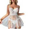 Suministro transfronterizo Europa y Estados Unidos comercio exterior lencería sexy sexy para mujer malla perspectiva encaje tentación conjunto camisón con tirantes
